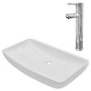 275493 vidaXL Bathroom Basin with Mixer Tap Ceramic Rectangular White (140691+142017) - Untranslated