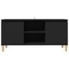 vidaXL خزانة تلفزيون بأرجل خشبية صلبة أسود 103.5×35×50 سم