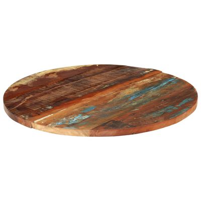 vidaXL سطح طاولة دائري 70 سم 25-27 ملم خشب صلب مستصلح