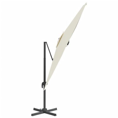 vidaXL مظلة كابولي مع عمود ألومنيوم أبيض رملي 300×300 سم