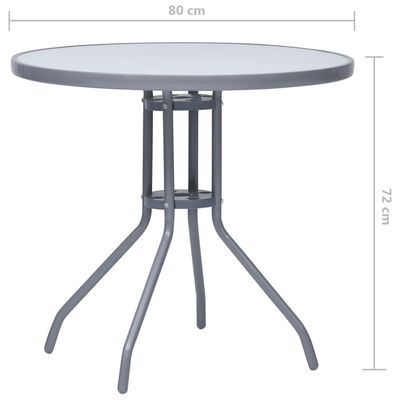 vidaXL طاولة حديقة لون رمادى فاتح 80 سم فولاذ وزجاج