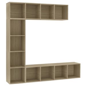 vidaXL عدد 3 قطع طقم خزانة كتب/ تلفزيون سونوما أوك 180&times;30&times;180 سم