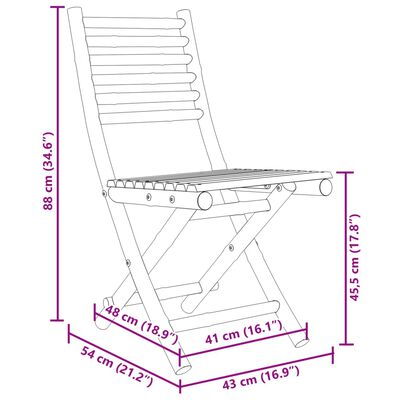 vidaXL كراسي حديقة قابلة للطي 2 ق 88x54x43 سم خيزران