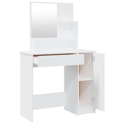 vidaXL طاولة تسريحة مع مرآة أبيض 86.5x35x136 سم