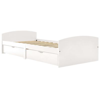 vidaXL إطار سرير مع درجين خشب صنوبر صلب أبيض 90×200 سم من vidaXL