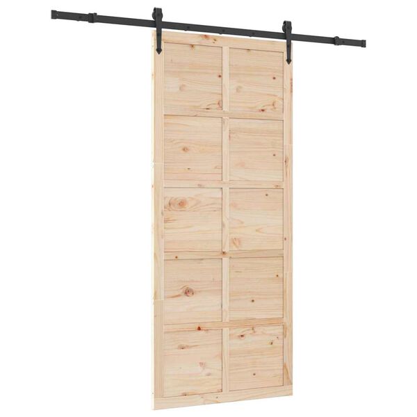 vidaXL باب منزلق بني 80 × 208 سم solid pine wood