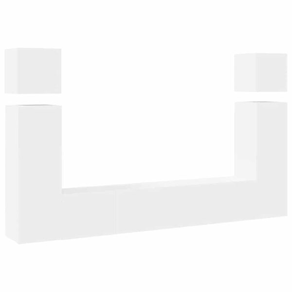 vidaXL طقم خزانة تلفزيون 8 قطع خشب صناعي أبيض (801472×4+803345+804482)