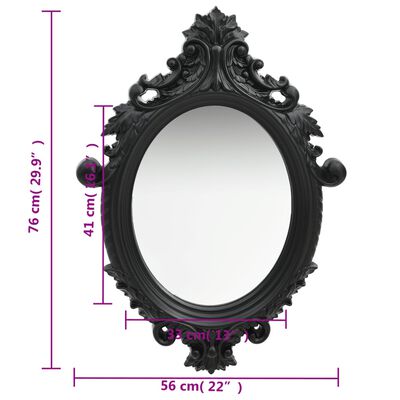 vidaXL مرآة حائط طراز قصر 56×76 سم أسود