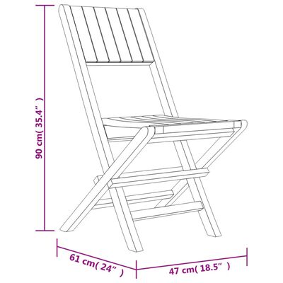 vidaXL كراسي حديقة قابلة للطي 6 ق 47x61x90 سم خشب ساج صلب