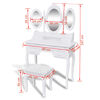 vidaXL طاولة تسريحة مع مقعد و 3 مرايا أبيض