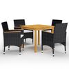 3067677 vidaXL 5 Piece Garden Dining Set Black (147875+310566) - Untranslated