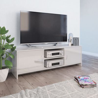 vidaXL خزانة تلفزيون أبيض لامع 120×30×37.5 سم خشب مضغوط
