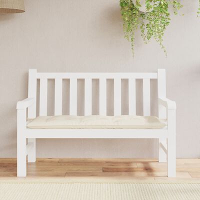 vidaXL وسادة مقعد حديقة أبيض كريمي 120×50×7 سم قماش
