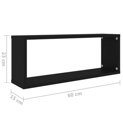 vidaXL رفوف جدارية مكعبة 4 ق أسود 60×15×23 سم خشب صناعي