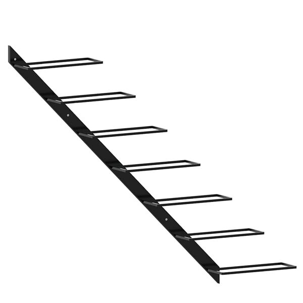 vidaXL حامل نبيذ مثبت على الحائط يتسع لـ 7 زجاجات معدن أسود