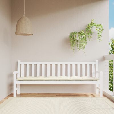 vidaXL وسادة مقعد حديقة أبيض كريمي 200×50×7 سم قماش