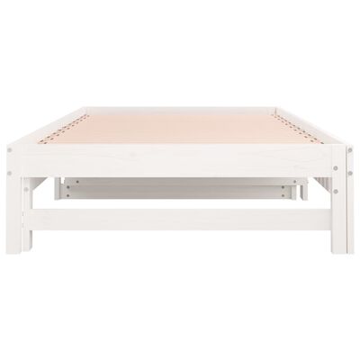 vidaXL سرير نهاري قابل للطي لون أبيض 2x(200x80) سم خشب صنوبر صلب