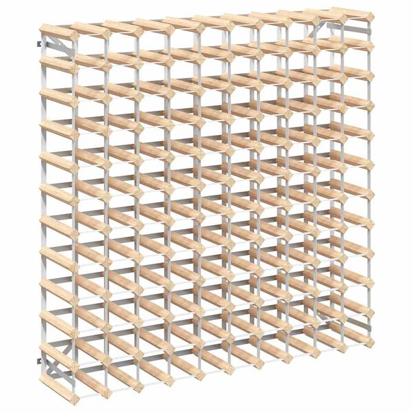 vidaXL حامل نبيذ متسع لـ 120 قارورة خشب صنوبر صلب