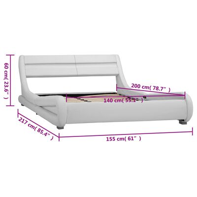 vidaXL إطار سرير مع مصباح LED جلد صناعي أبيض 200x140 سم