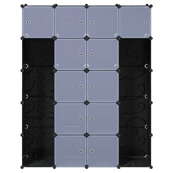 vidaXL خزانة مقسمة vidaXL 14 قسم لون أسود وأبيض 37&times;146&times;180.5 سم