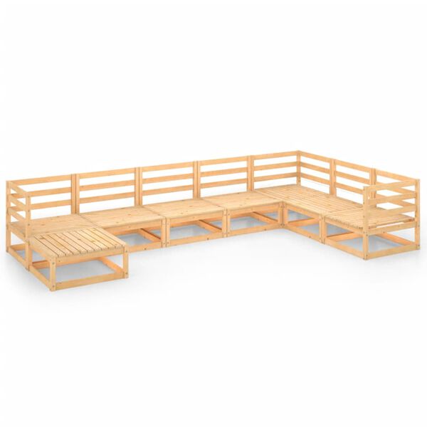 vidaXL عدد 8 قطع طقم جلسة حديقة خشب صنوبر صلب