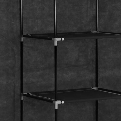 vidaXL خزانة ملابس من القماش مع حجيرات وقضبان أسود 176x45x150 سم قماش