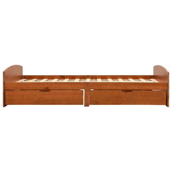 vidaXL إطار سرير مع درجين بني عسلي خشب صنوبر صلب 90×200 سم من vidaXL