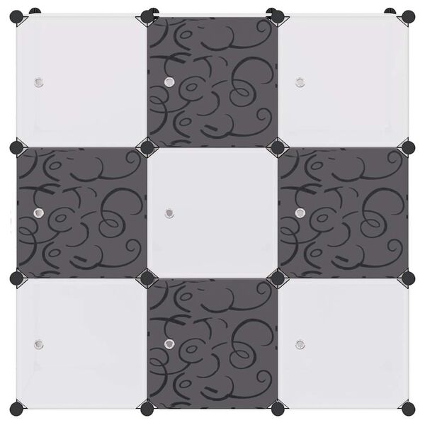 vidaXL منظم تخزين مكعب مع 9 أقسام أسود وأبيض