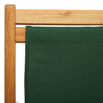 vidaXL كرسي شاطئ قابل للثني خشب أوكالبتوس وقماش أخضر