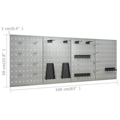 vidaXL طاولة عمل مع أربعة ألواح حائط