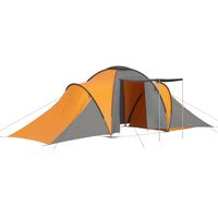 vidaXL خيمة تخييم تتسع لـ 6 أشخاص رمادي وبرتقالي