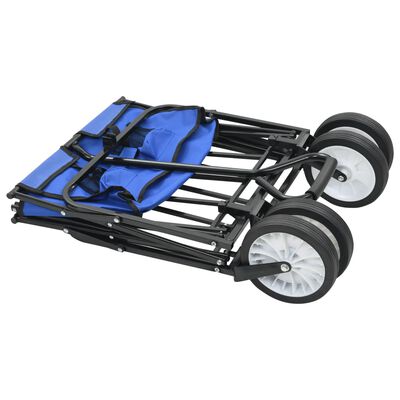 vidaXL عربة يد فولاذية قابلة للطي باللون الأزرق