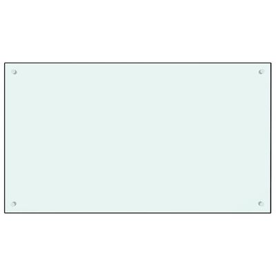 vidaXL لوح باكسبلاش للمطبخ أبيض 100×60 سم زجاج مقسى