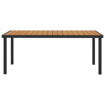 vidaXL طاولة حديقة أسود 190×90×74.5 سم ألومنيوم و خشب WPC