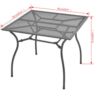 vidaXL طاولة حديقة 90×90×72 سم فولاذ شبكي