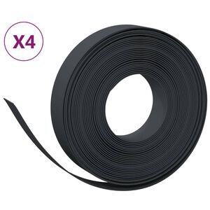 vidaXL سياجات حديقة 4 قطع لون أسود 10 م 10 سم بولي إيثيلين