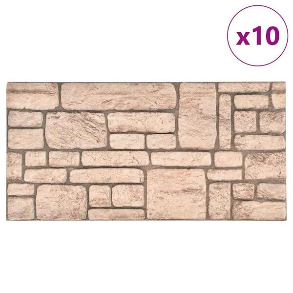 vidaXL ألواح جدران ثلاثية الأبعاد تصميم قرميد بيج 10 ق EPS