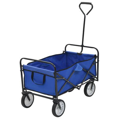vidaXL عربة يد فولاذية قابلة للطي باللون الأزرق