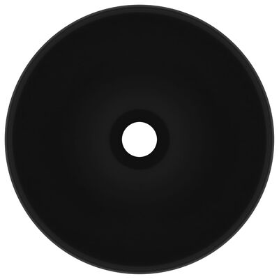 vidaXL حوض حمام فاخر دائري أسود غير لامع 32.5×14 سم سيراميك