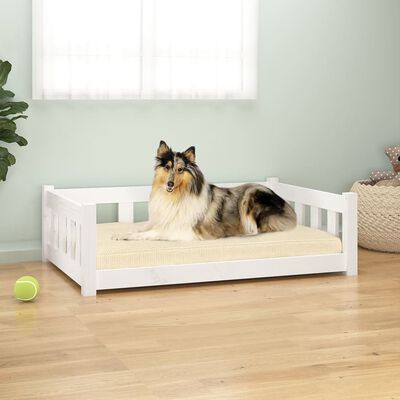 vidaXL سرير كلب لون أبيض 28x65,5x95,5 سم خشب صنوبر صلب