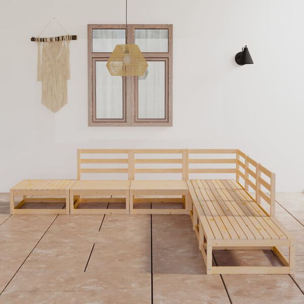 vidaXL طقم جلسة حديقة 7 قطع خشب صنوبر صلب