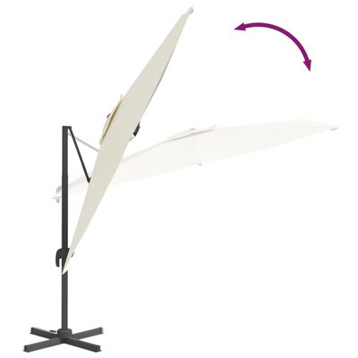 vidaXL مظلة كابولي مع عمود ألومنيوم أبيض رملي 400×300 سم