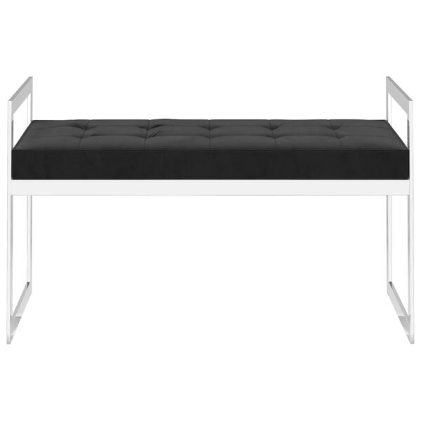 vidaXL بنش 97 سم أسود مخملي وفولاذ مقاوم للصدأ