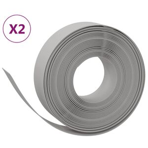 vidaXL سياجات حديقة 2ق لون رمادي 10 م 15 سم بولي إيثيلين