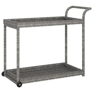 vidaXL عربة بار مع درج أسود 100&times;45&times;83 سم بولي روطان