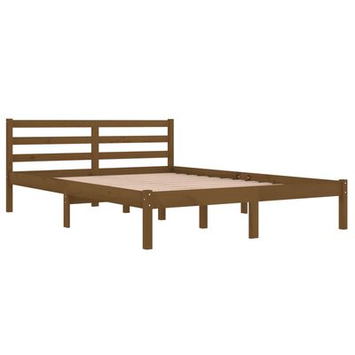 vidaXL إطار سرير خشب صنوبر صلب 140×200 سم بني عسلي
