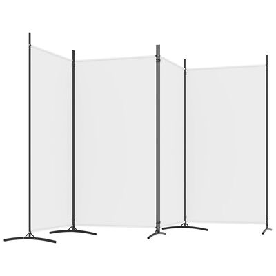vidaXL مقسم غرفة 4-ألواح أبيض 346×180 سم قماش