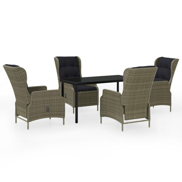 vidaXL طقم سفرة حديقة 5 قطع لون بني