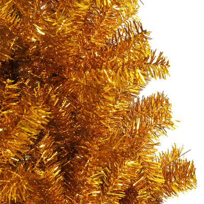 vidaXL شجرة كريسماس صناعية مع حامل ذهبي 210 سم PET