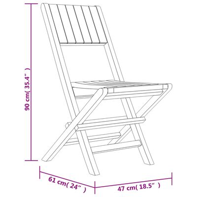 vidaXL 2 كرسي حديقة قابل للطي 47x61x90 سم خشب ساج صلب
